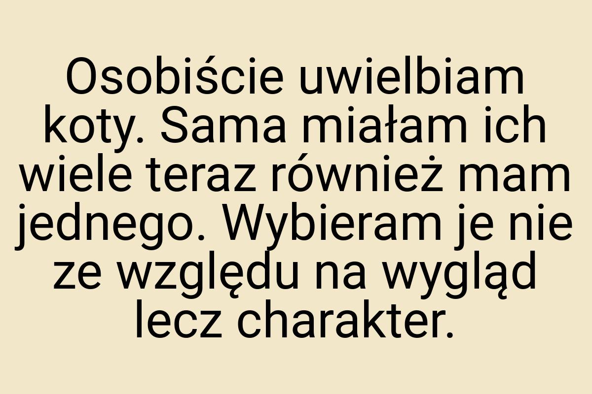 Osobiście uwielbiam koty. Sama miałam ich wiele teraz