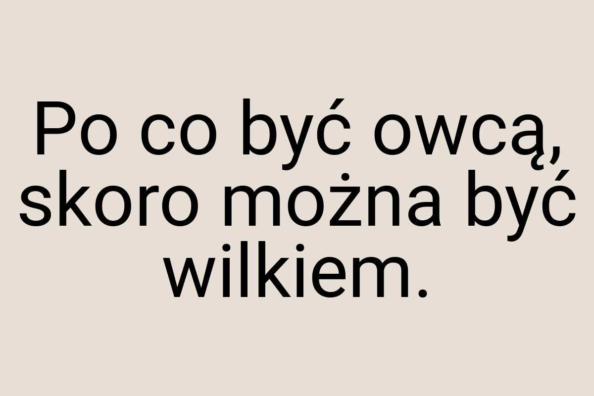 Po co być owcą, skoro można być wilkiem