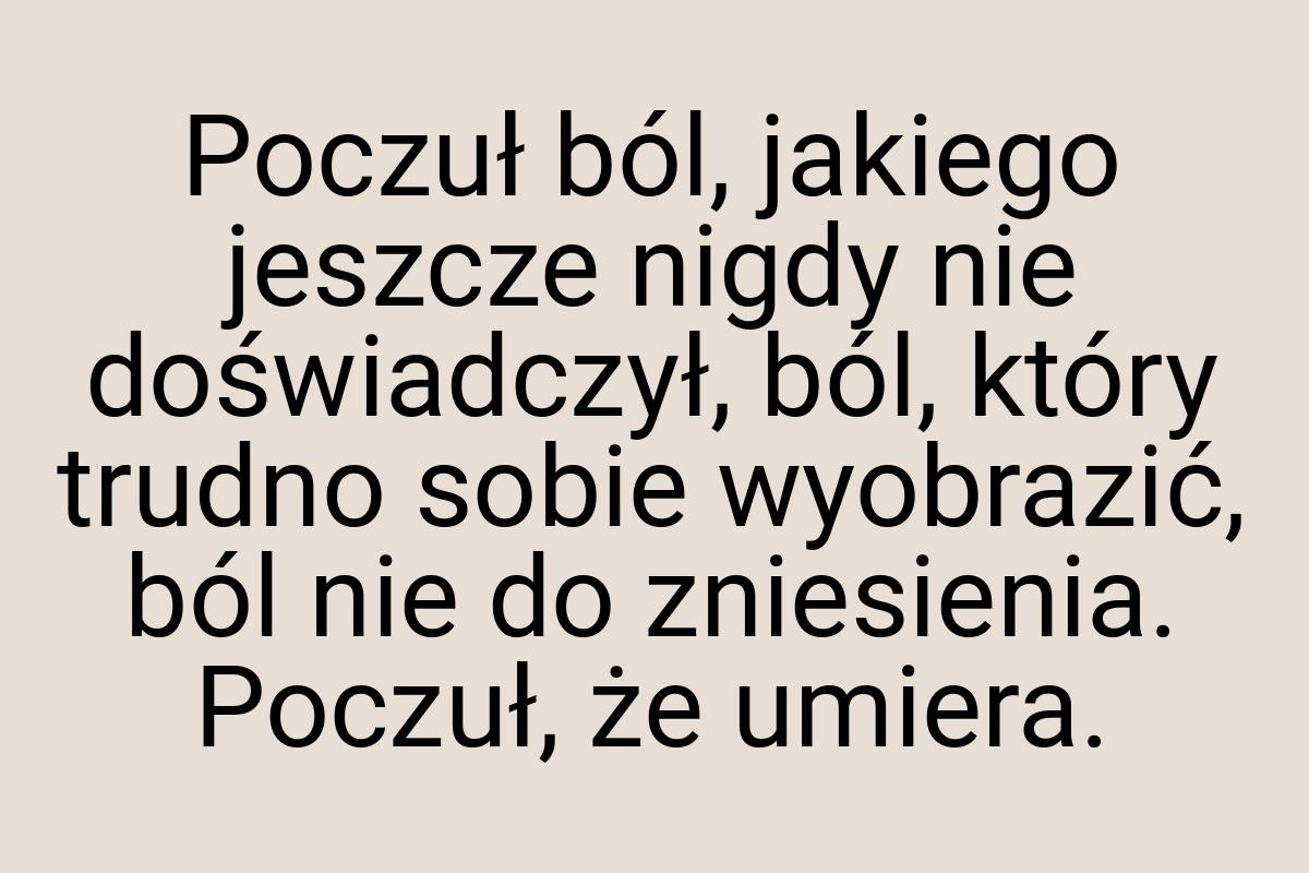 Poczuł ból, jakiego jeszcze nigdy nie doświadczył, ból