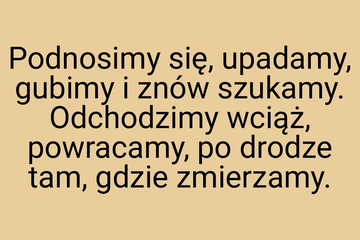 Podnosimy się, upadamy, gubimy i znów szukamy. Odchodzimy