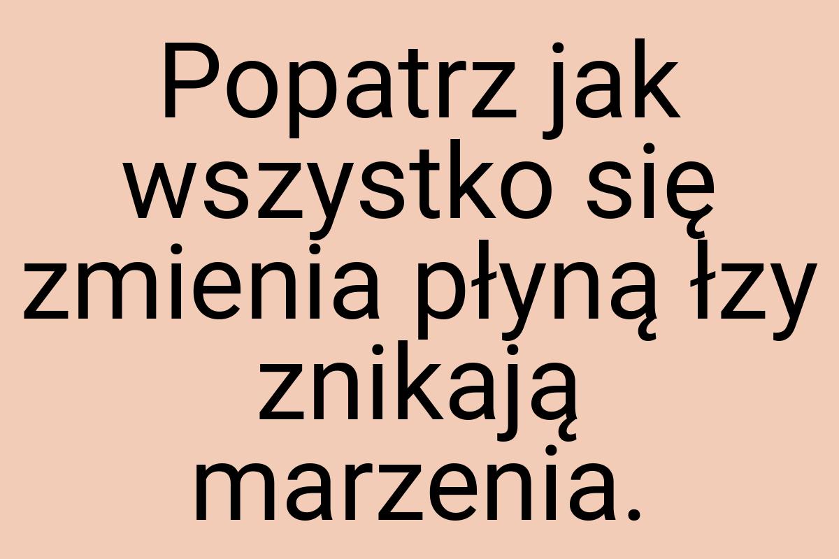 Popatrz jak wszystko się zmienia płyną łzy znikają marzenia