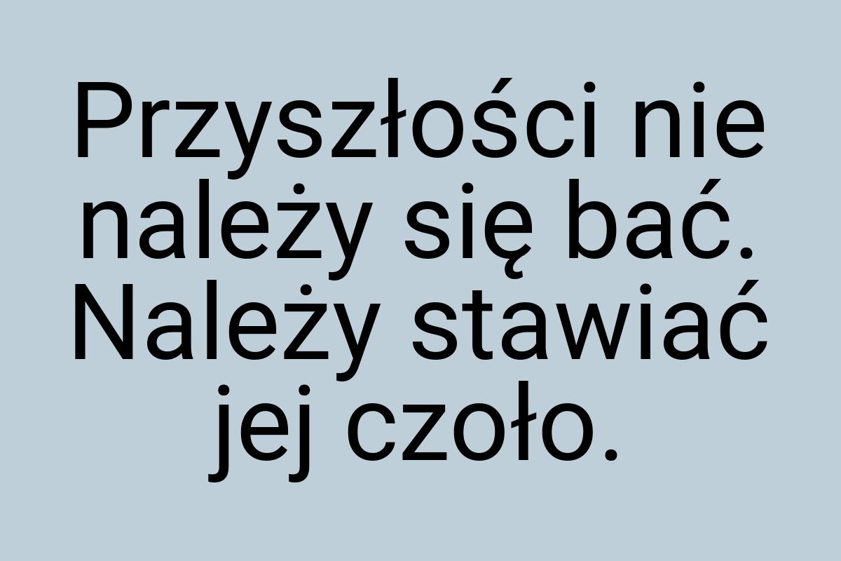 Przyszłości nie należy się bać. Należy stawiać jej czoło