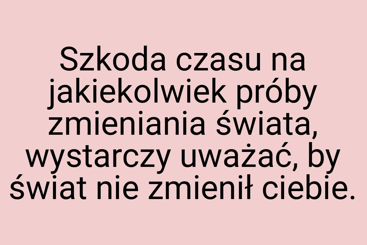 Szkoda czasu na jakiekolwiek próby zmieniania świata