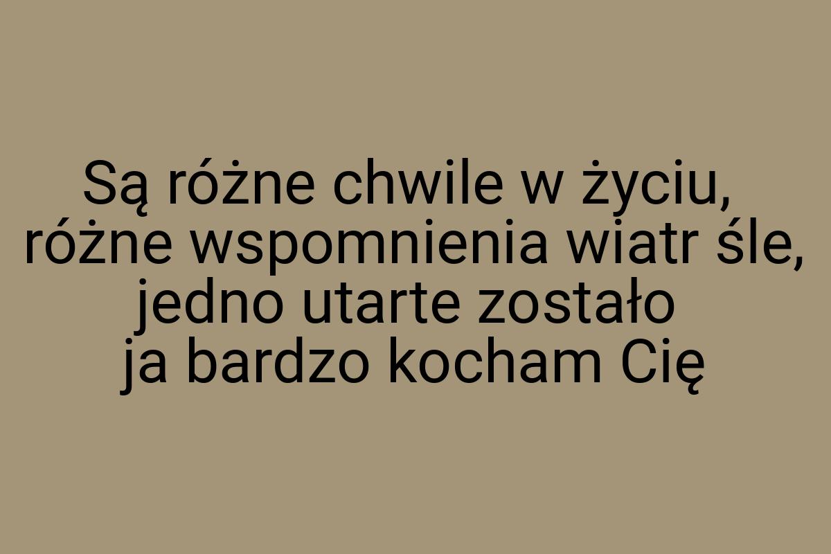 Są różne chwile w życiu, różne wspomnienia wiatr śle, jedno