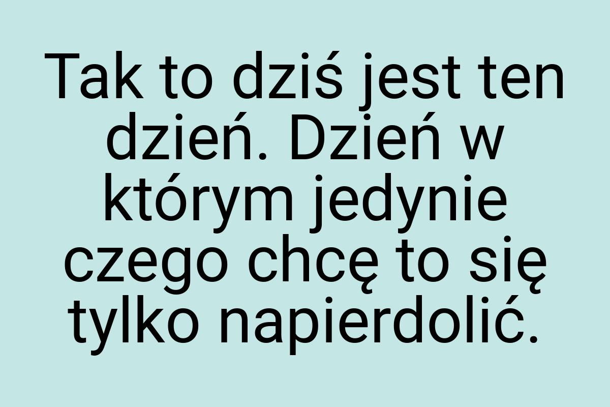 Tak to dziś jest ten dzień. Dzień w którym jedynie czego