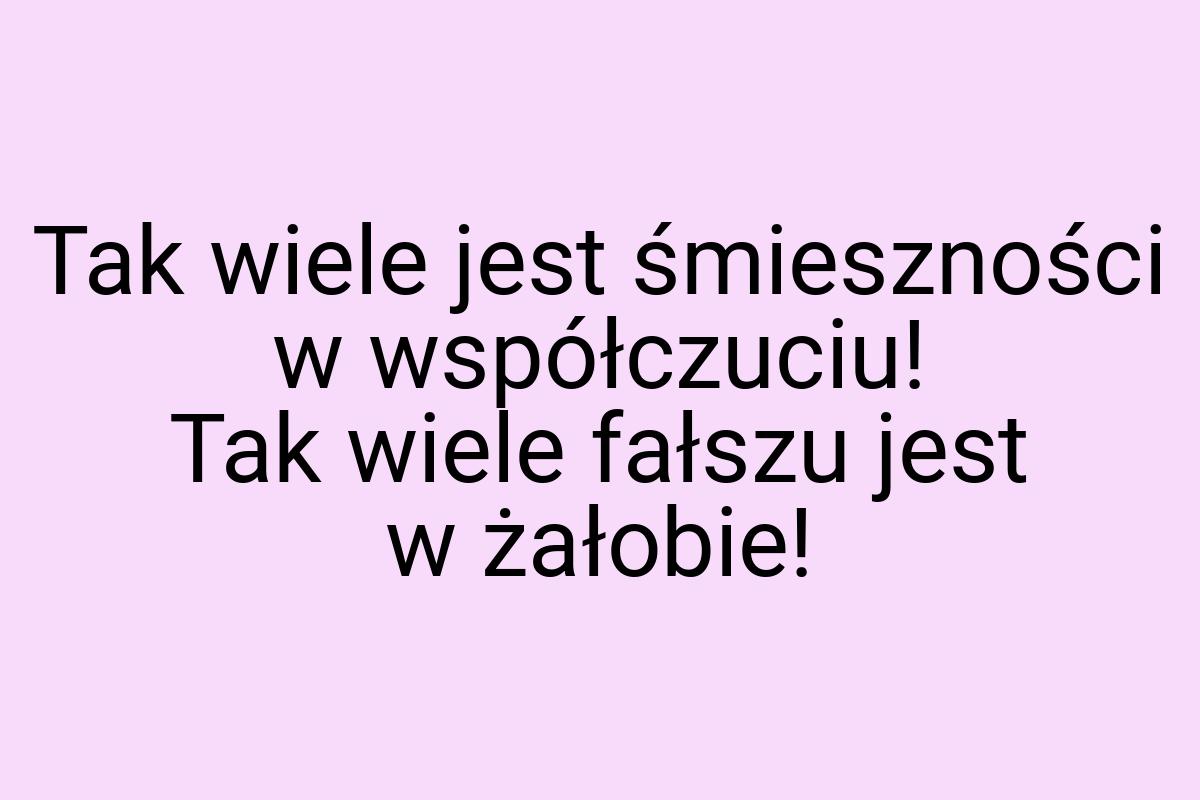 Tak wiele jest śmieszności w współczuciu! Tak wiele fałszu