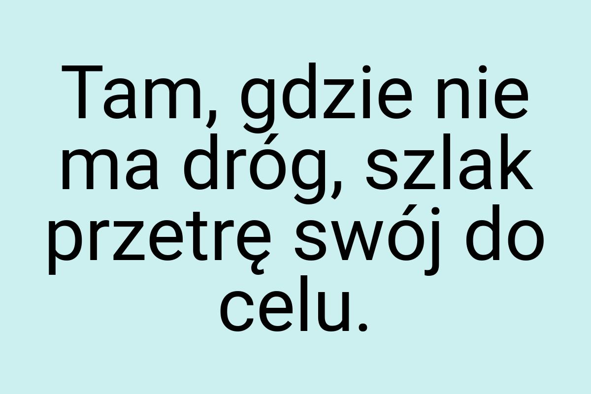 Tam, gdzie nie ma dróg, szlak przetrę swój do celu