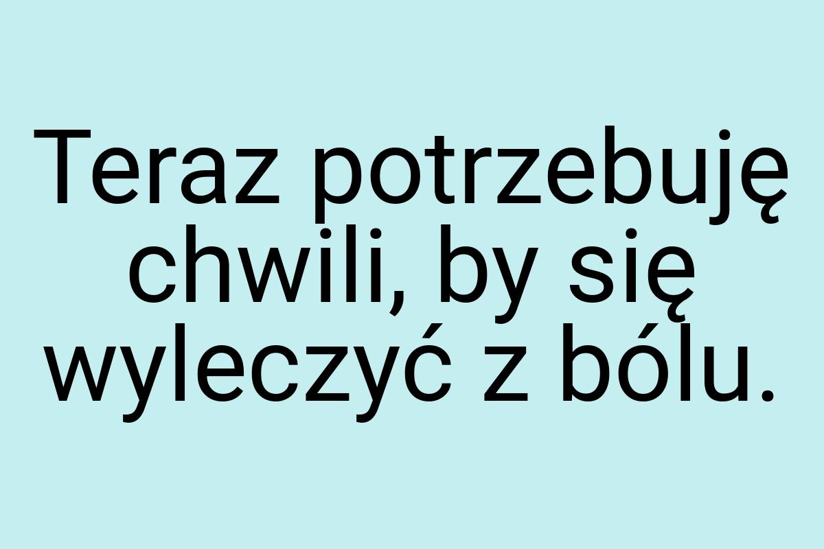 Teraz potrzebuję chwili, by się wyleczyć z bólu