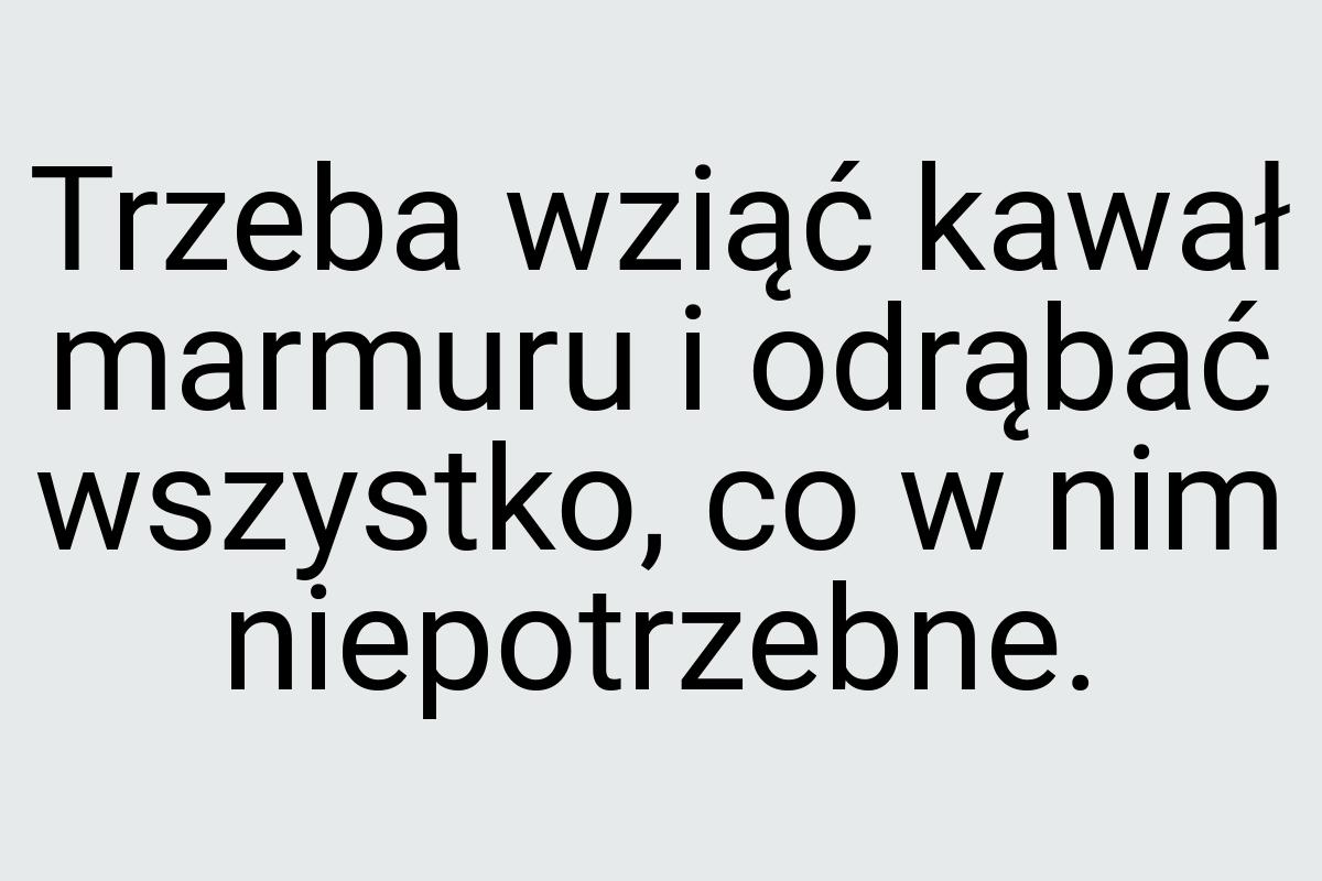 Trzeba wziąć kawał marmuru i odrąbać wszystko, co w nim