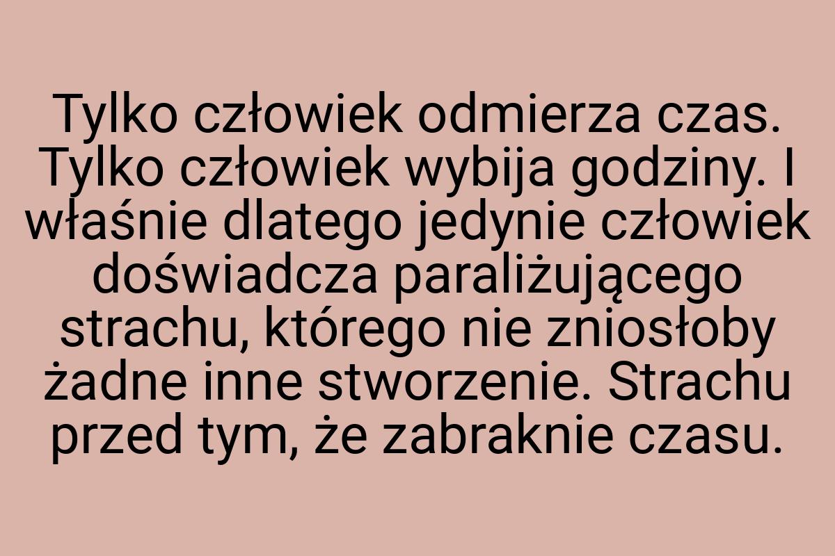 Tylko człowiek odmierza czas. Tylko człowiek wybija