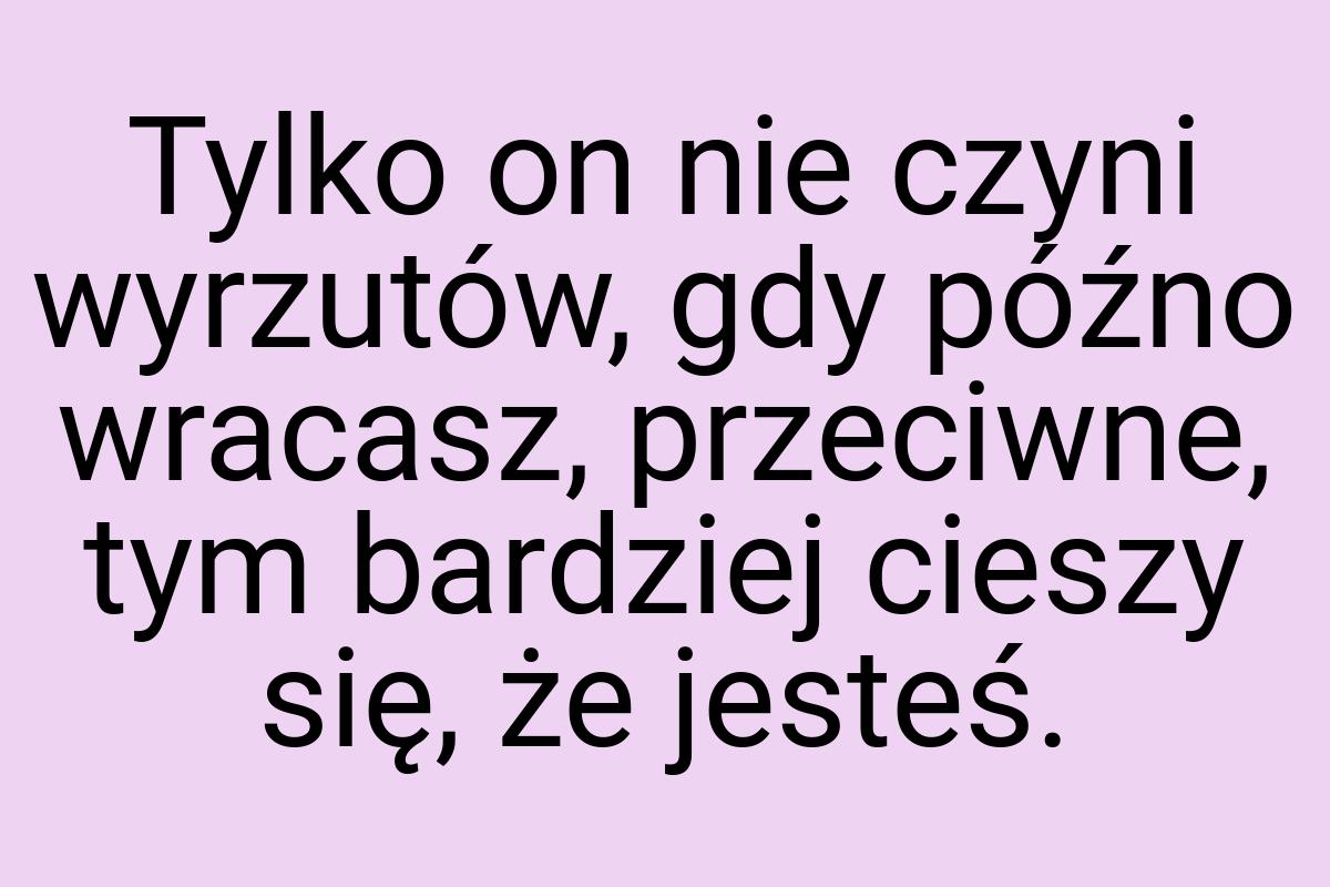 Tylko on nie czyni wyrzutów, gdy późno wracasz, przeciwne