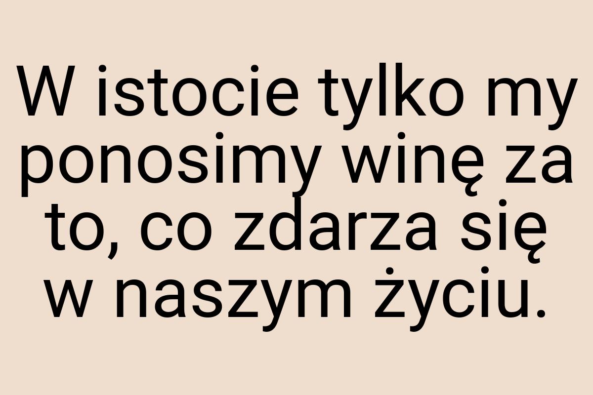 W istocie tylko my ponosimy winę za to, co zdarza się w