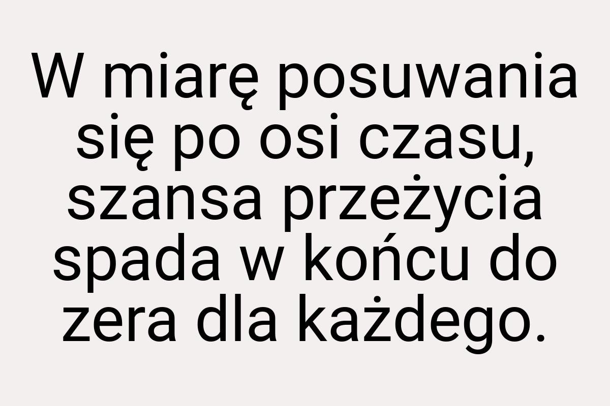 W miarę posuwania się po osi czasu, szansa przeżycia spada