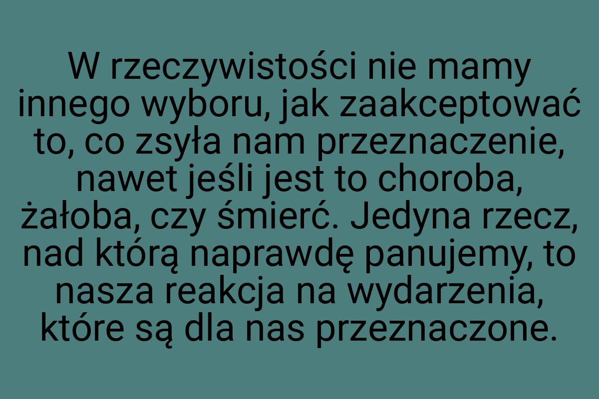 W rzeczywistości nie mamy innego wyboru, jak zaakceptować