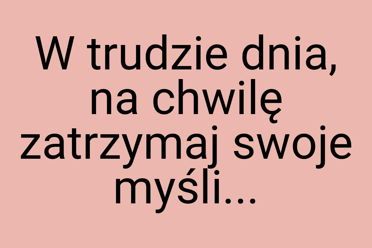 W trudzie dnia, na chwilę zatrzymaj swoje myśli