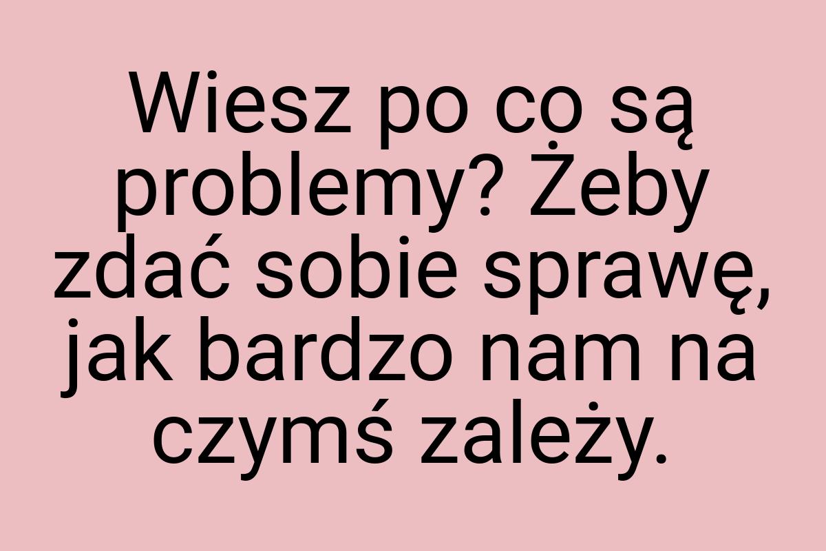 Wiesz po co są problemy? Żeby zdać sobie sprawę, jak bardzo