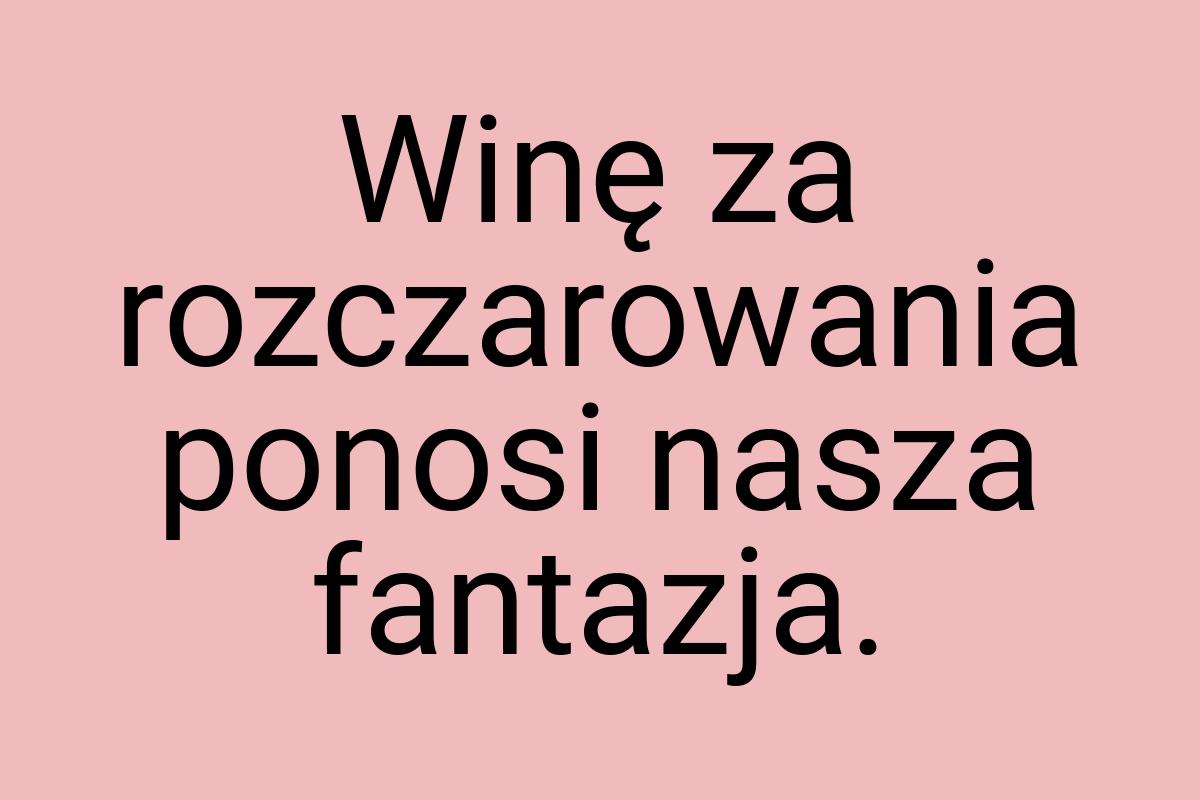 Winę za rozczarowania ponosi nasza fantazja