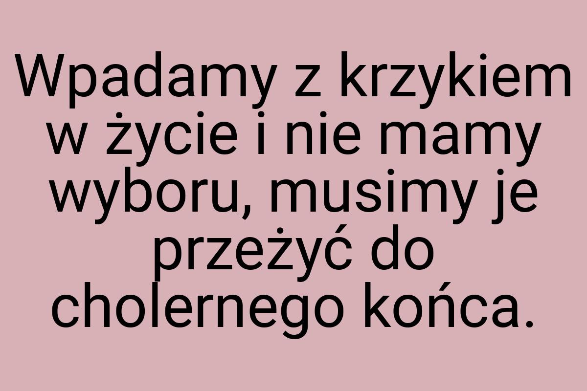 Wpadamy z krzykiem w życie i nie mamy wyboru, musimy je