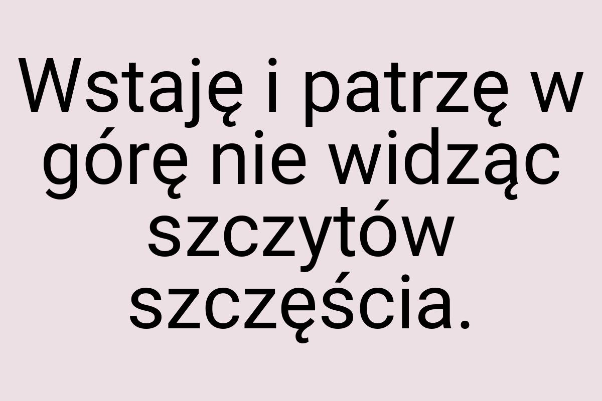 Wstaję i patrzę w górę nie widząc szczytów szczęścia