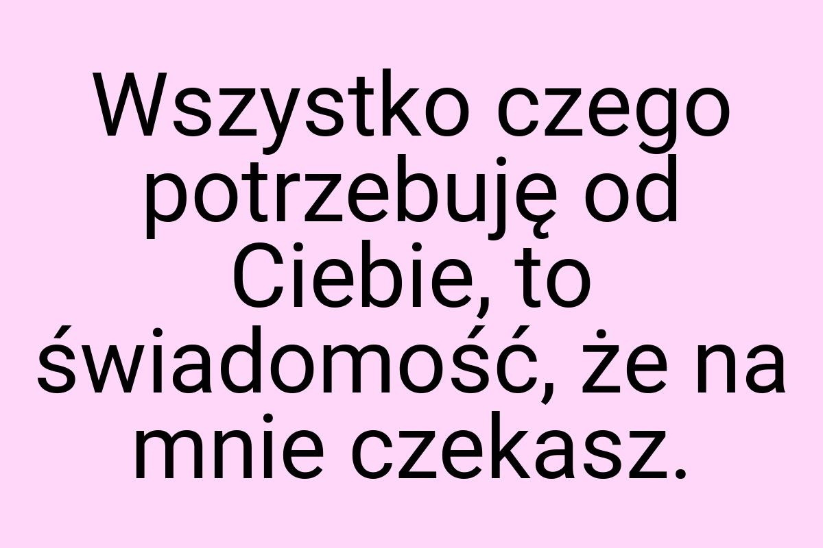 Wszystko czego potrzebuję od Ciebie, to świadomość, że na