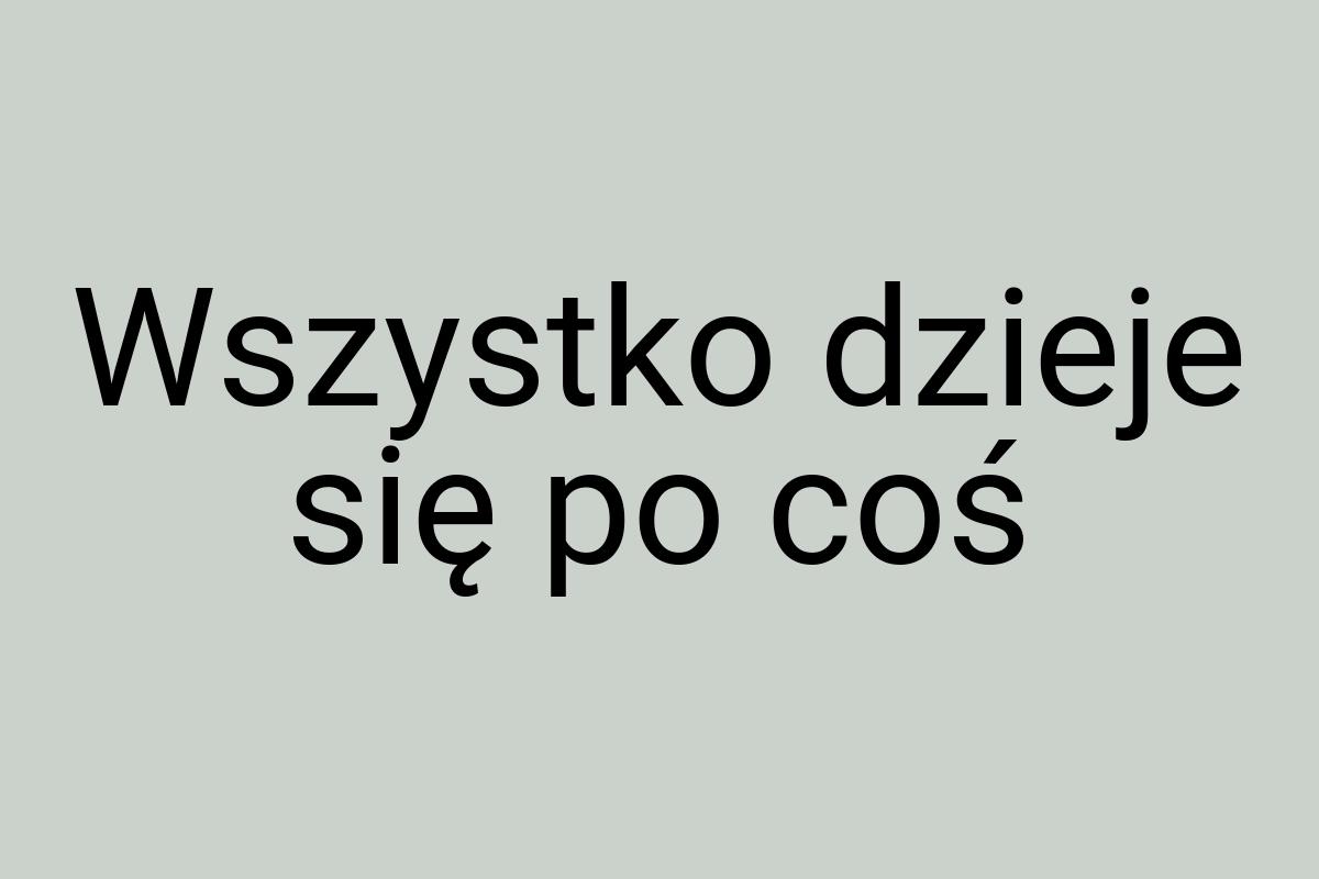 Wszystko dzieje się po coś