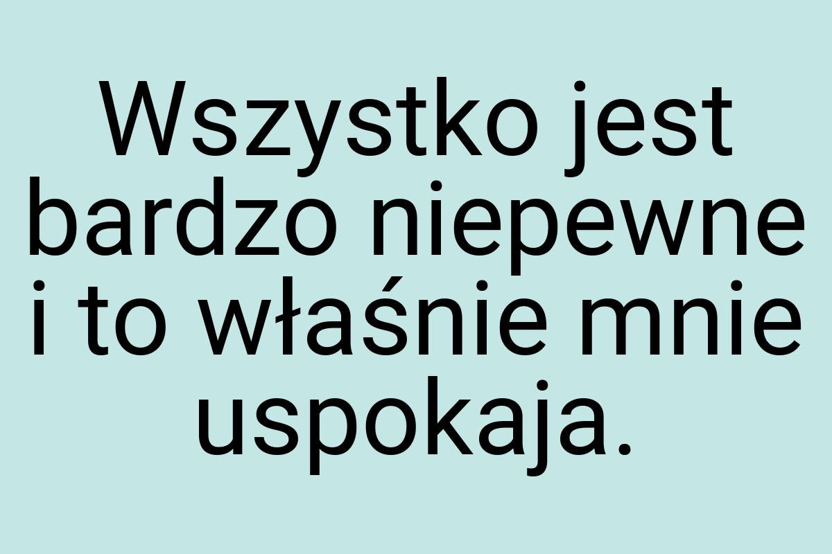 Wszystko jest bardzo niepewne i to właśnie mnie uspokaja