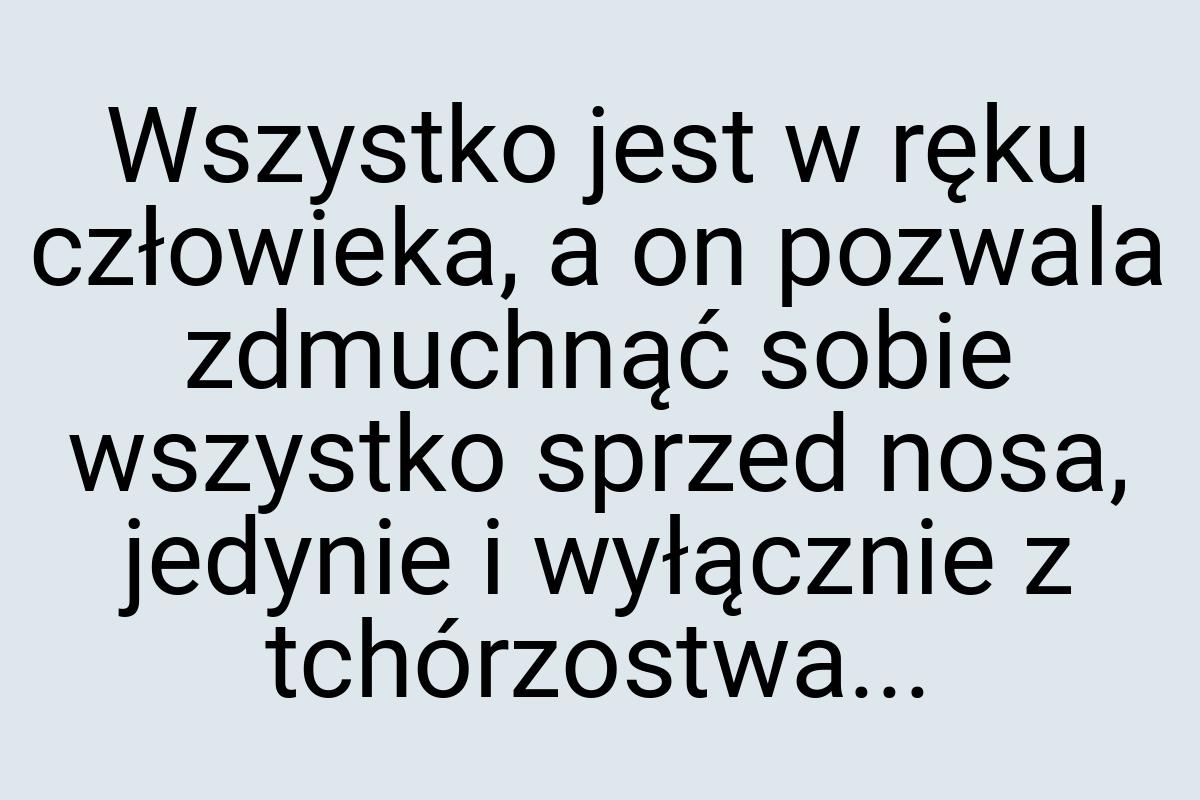 Wszystko jest w ręku człowieka, a on pozwala zdmuchnąć