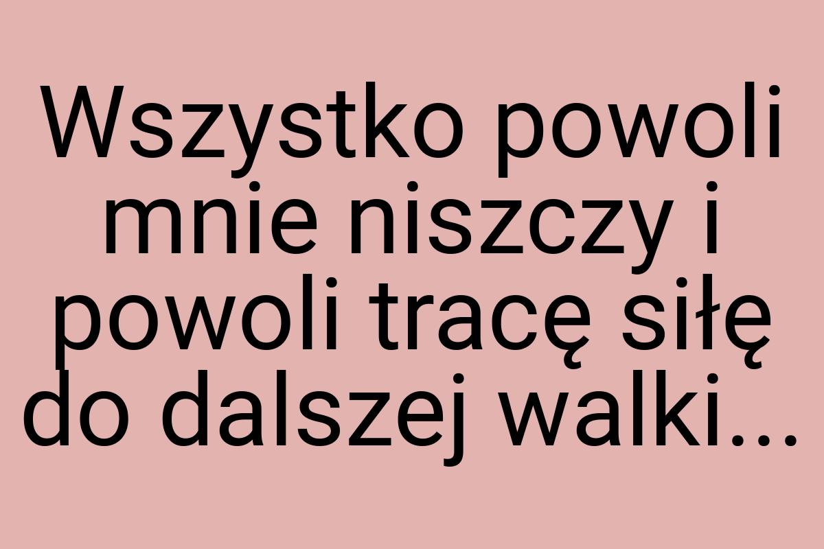 Wszystko powoli mnie niszczy i powoli tracę siłę do dalszej