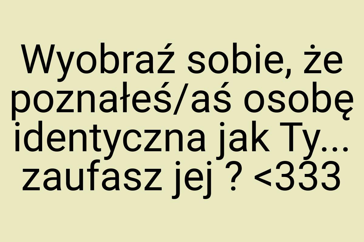 Wyobraź sobie, że poznałeś/aś osobę identyczna jak Ty