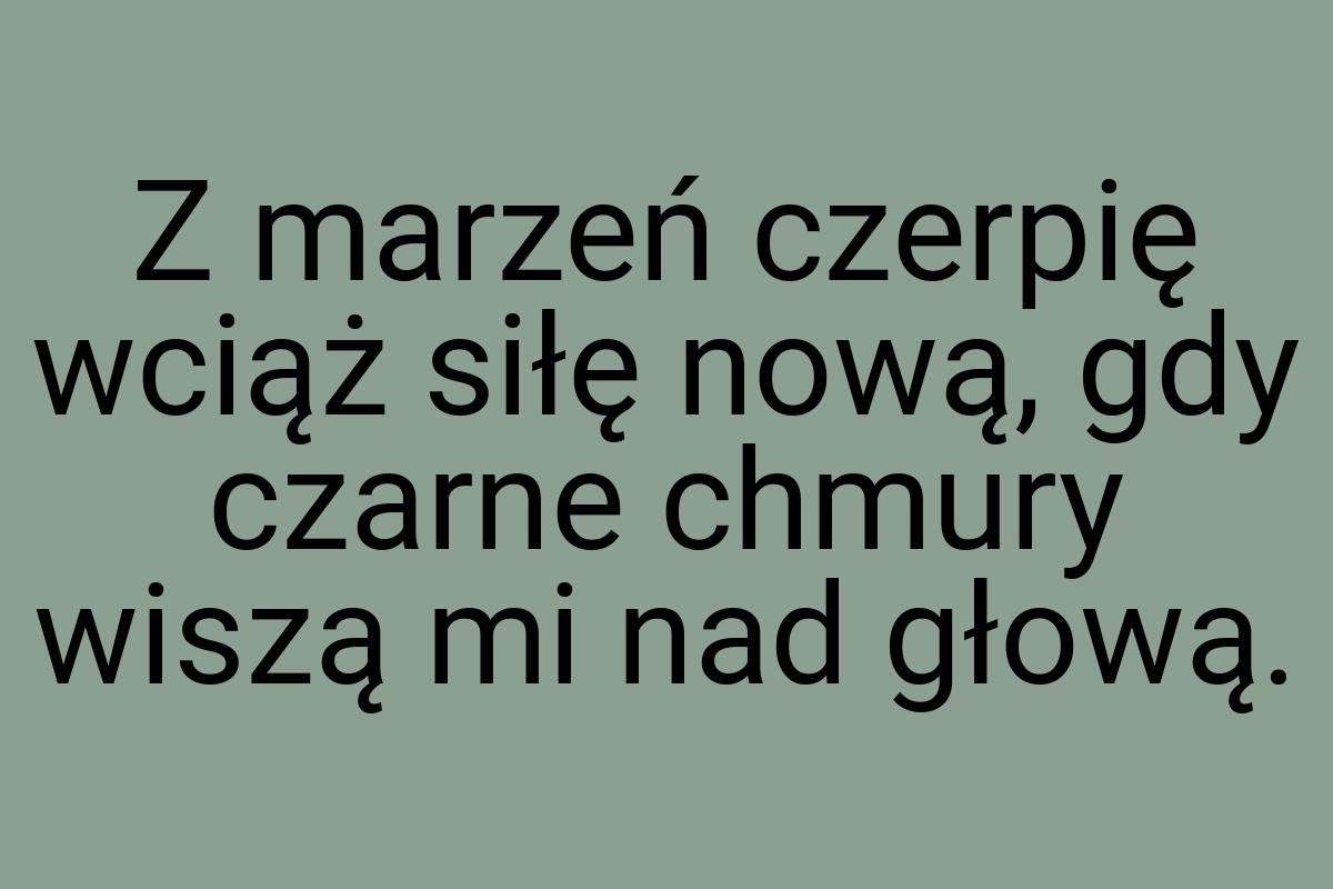 Z marzeń czerpię wciąż siłę nową, gdy czarne chmury wiszą