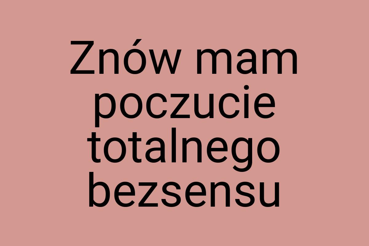 Znów mam poczucie totalnego bezsensu