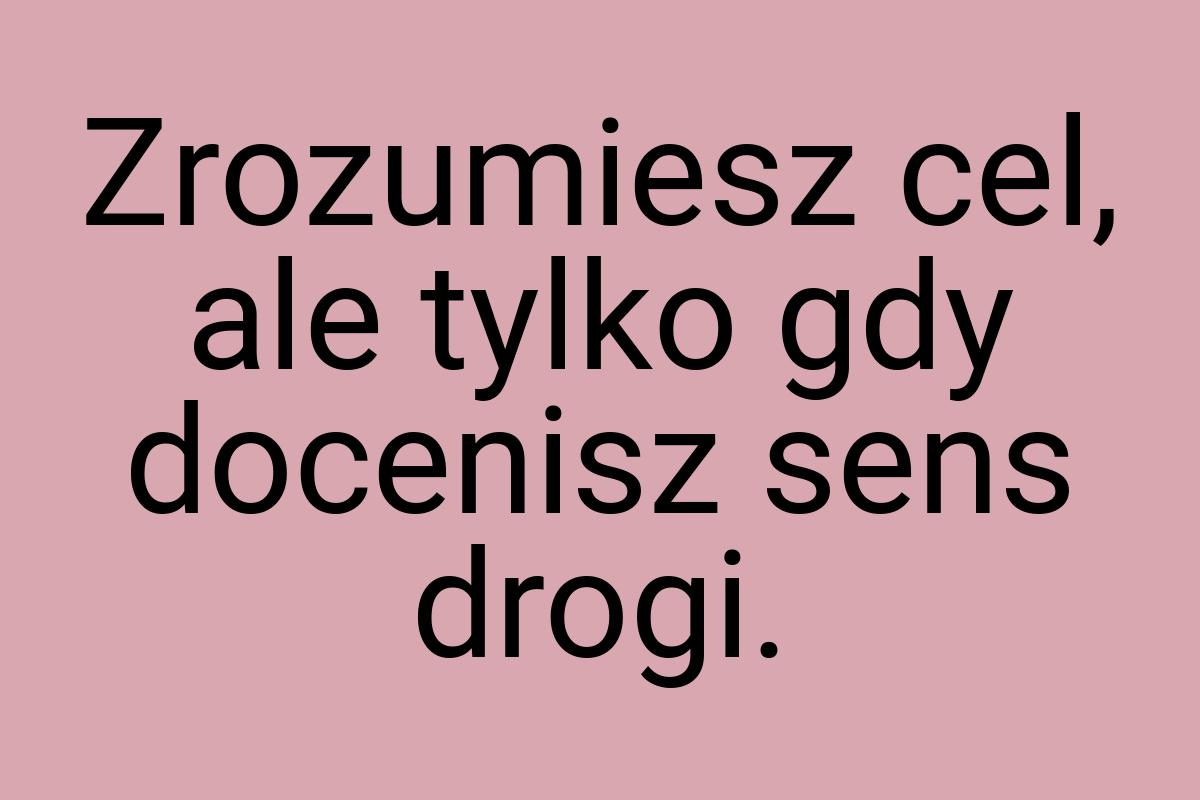 Zrozumiesz cel, ale tylko gdy docenisz sens drogi