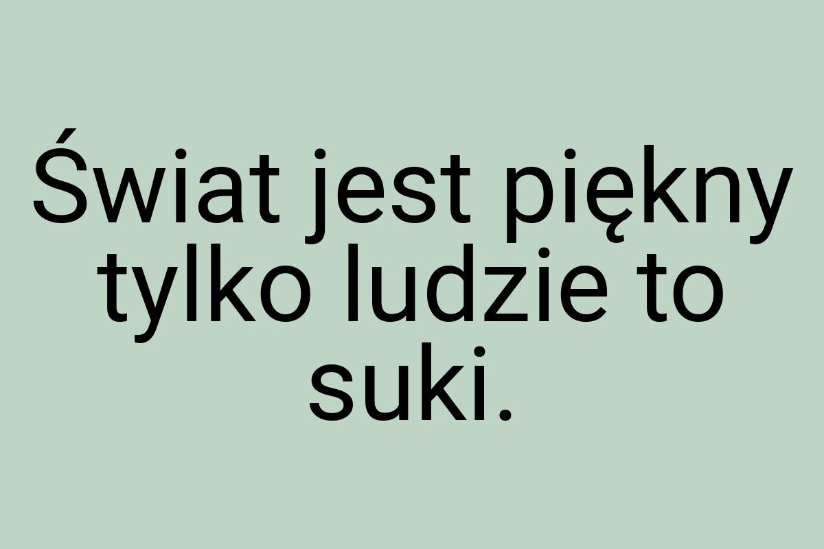 Świat jest piękny tylko ludzie to suki