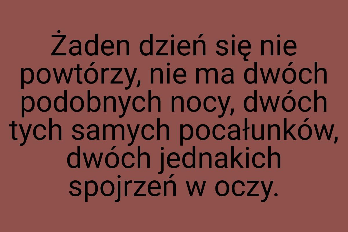 Żaden dzień się nie powtórzy, nie ma dwóch podobnych nocy