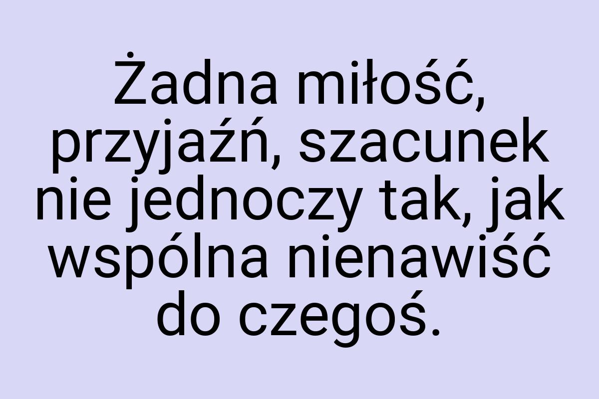 Żadna miłość, przyjaźń, szacunek nie jednoczy tak, jak