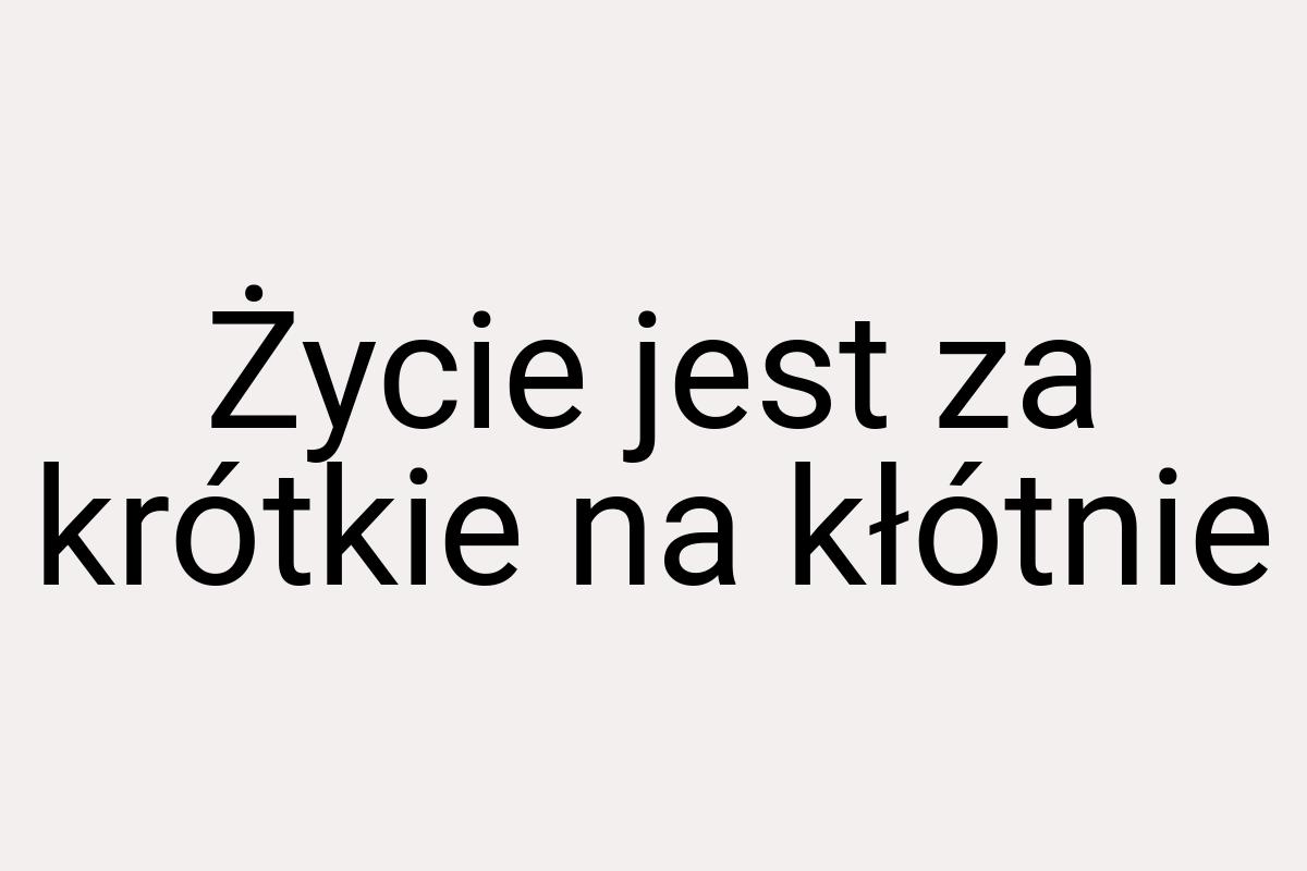 Życie jest za krótkie na kłótnie