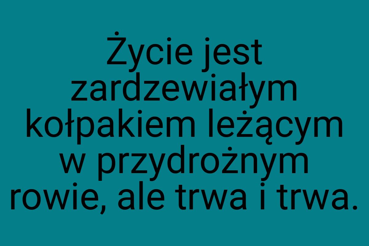 Życie jest zardzewiałym kołpakiem leżącym w przydrożnym