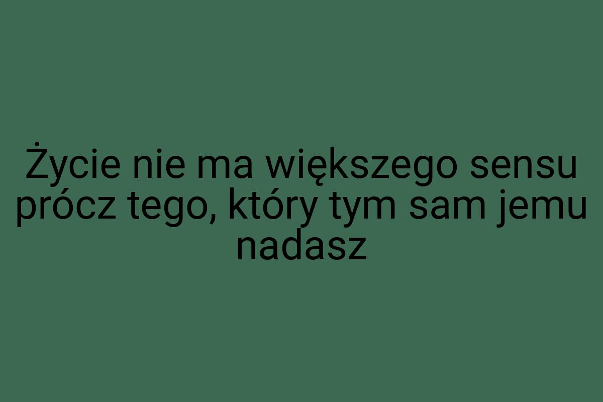 Życie nie ma większego sensu prócz tego, który tym sam jemu