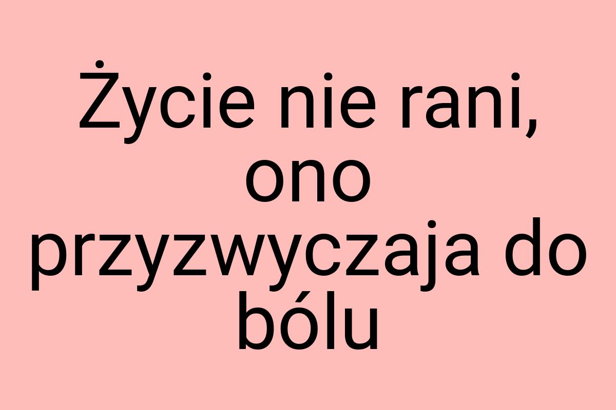 Życie nie rani, ono przyzwyczaja do bólu