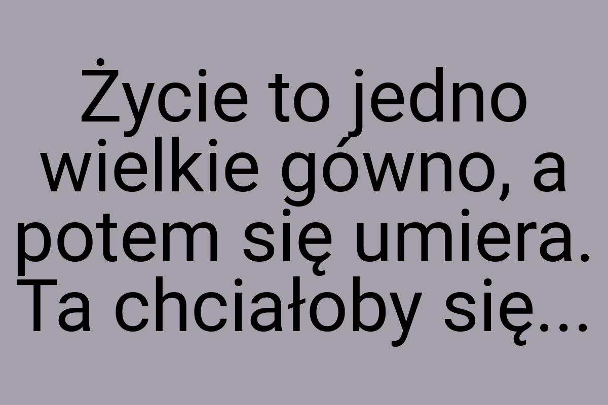 Życie to jedno wielkie gówno, a potem się umiera. Ta