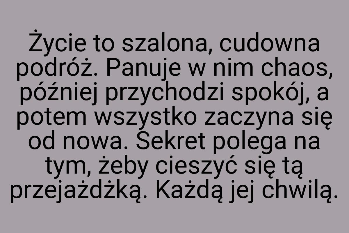 Życie to szalona, cudowna podróż. Panuje w nim chaos