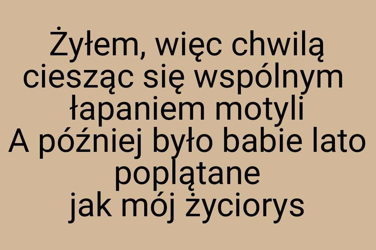 Żyłem, więc chwilą ciesząc się wspólnym łapaniem motyli A