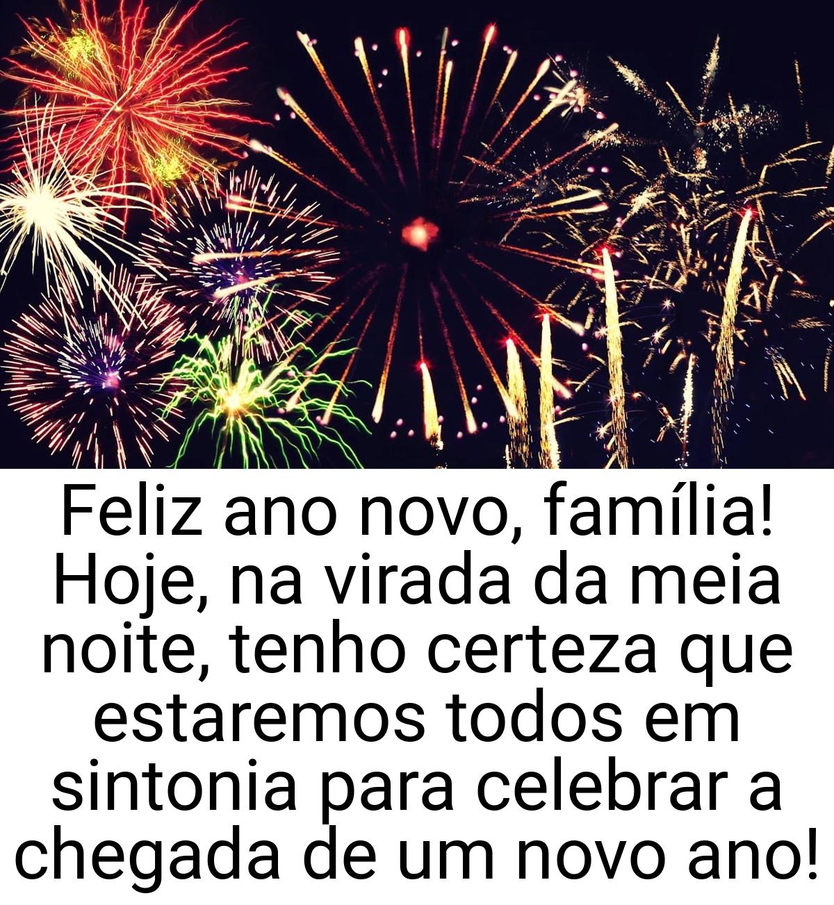 Feliz ano novo, família! Hoje, na virada da meia noite