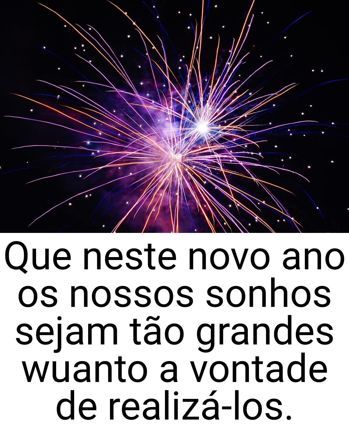 Que neste novo ano os nossos sonhos sejam tão grandes