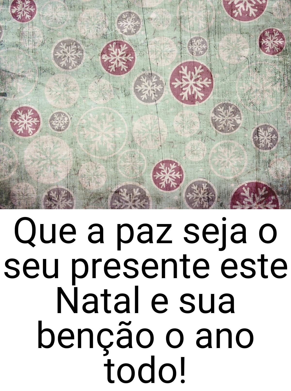 Que a paz seja o seu presente este Natal e sua benção o ano