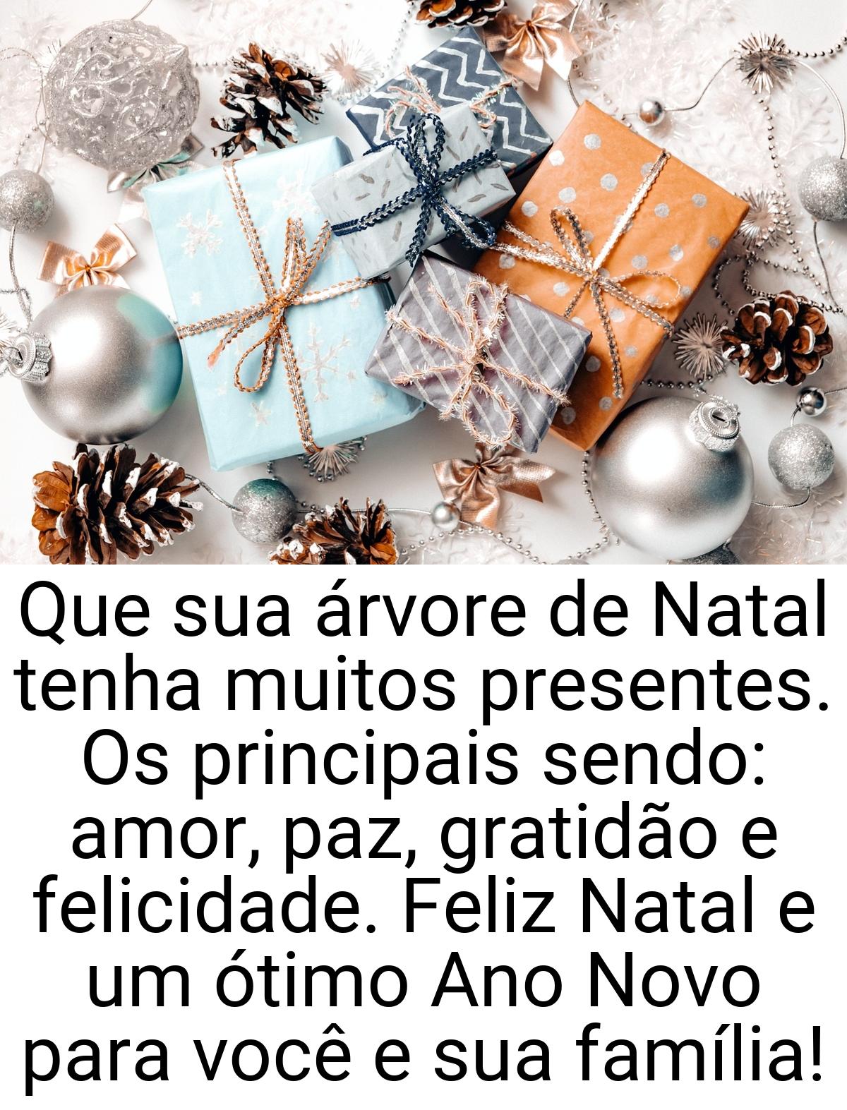 Que sua árvore de Natal tenha muitos presentes. Os