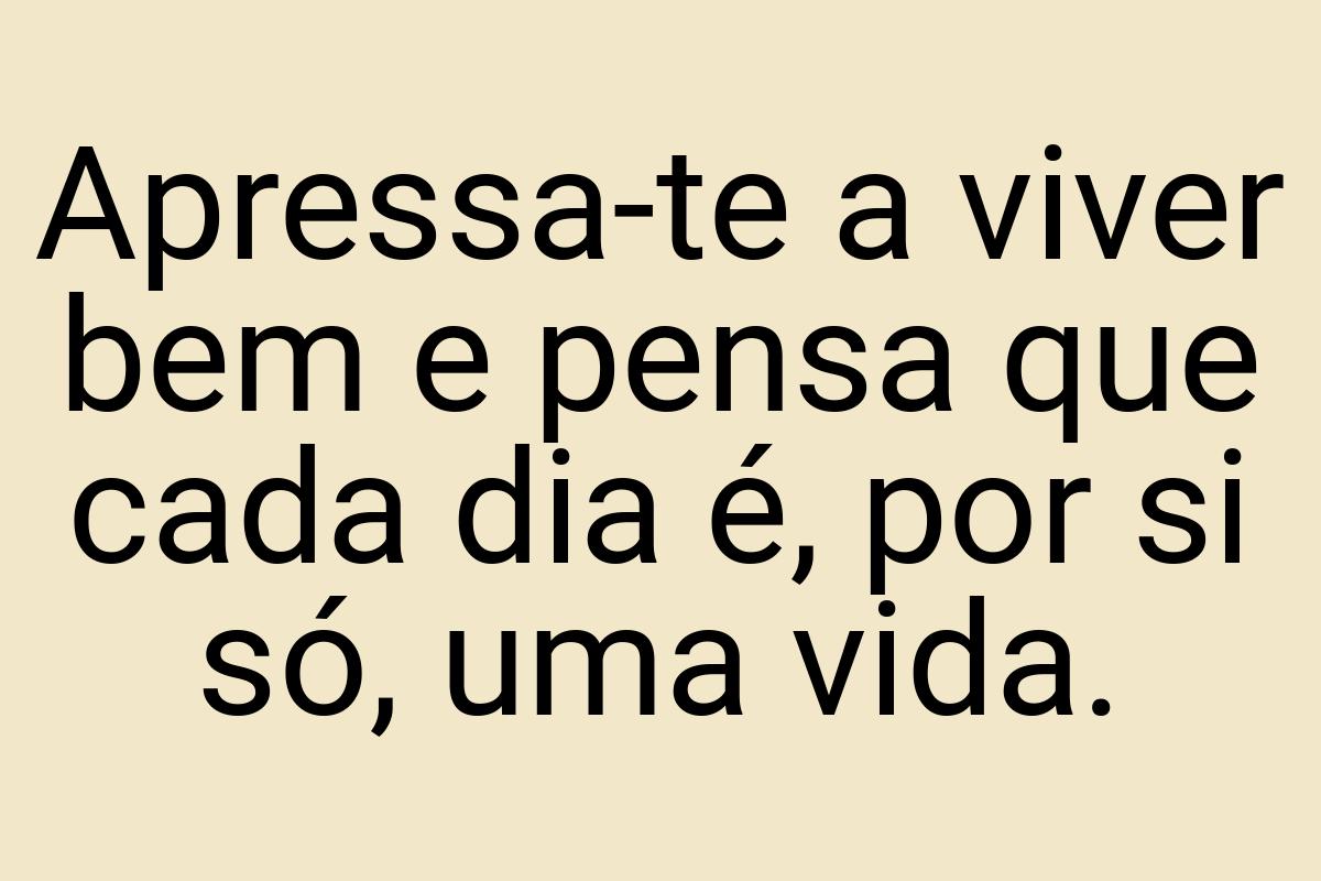 Apressa-te a viver bem e pensa que cada dia é, por si só