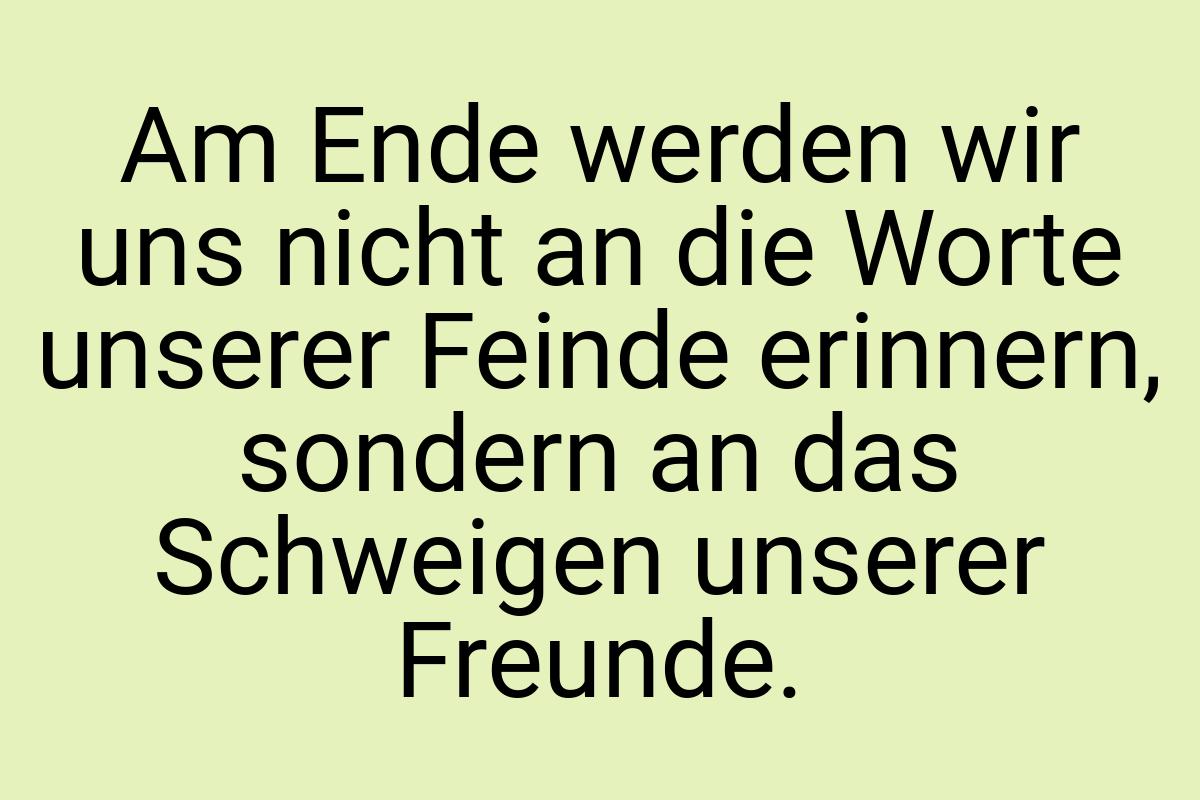 Am Ende werden wir uns nicht an die Worte unserer Feinde