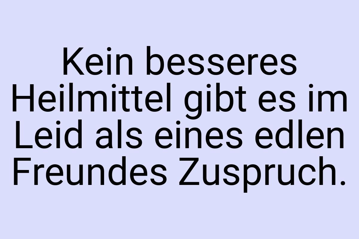 Kein besseres Heilmittel gibt es im Leid als eines edlen