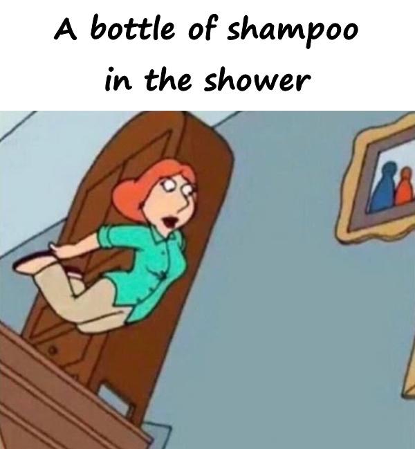 A bottle of shampoo in the shower